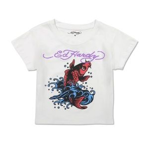 NWT Ed Hardy Koi Fish Crop Top White Medium